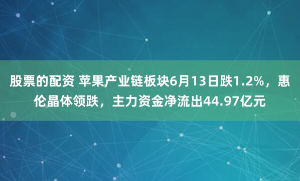 股票的配资 苹果产业链板块6月13日跌1.2%，惠伦晶体领跌，主力资金净流出44.97亿元