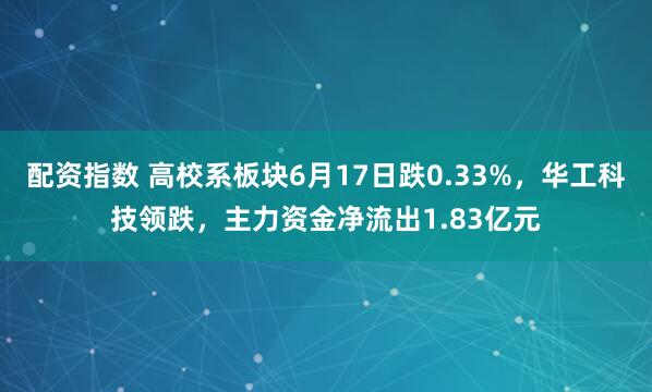 配资指数 高校系板块6月17日跌0.33%，华工科技领跌，主力资金净流出1.83亿元